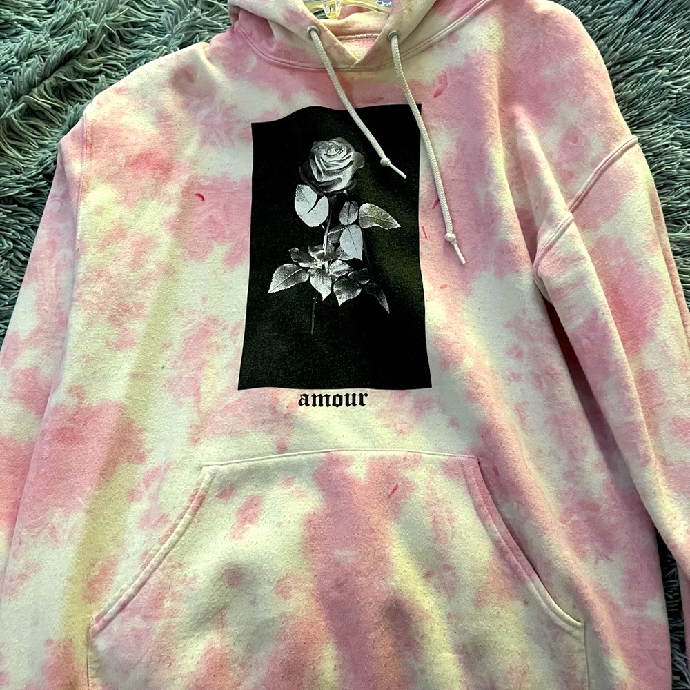 Pink and white hoodie